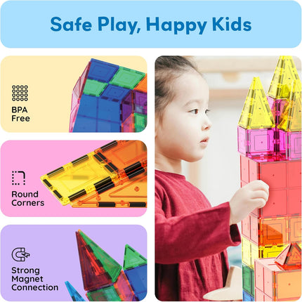 60 Piece Set 60Pcs Magnet Building Tiles Clear Magnetic 3D Blocks Construction Playboards - Creativity beyond Imagination, Inspirational, Recreational, Educational, Conventional