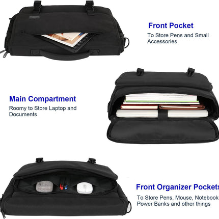 Messenger Bag for Men, Briefcases Lightweight Men'S Laptop Bag 15.6 Inch Water Resistant Crossbody School Satchel Bags Computer Work Office Bag with Shoulder Strap, Black