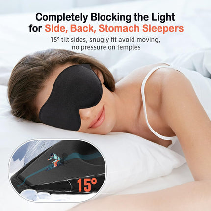Sleep Mask for Side Sleeper Women Men, Eye Mask for Sleeping | Light Blocking 3D Contoured Sleeping Mask, Soft Breathable Sleep Eye Mask with Adjustable Elastic Strap for Travel, Black