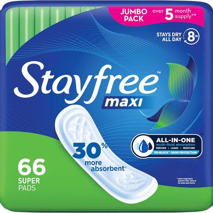Maxi Super Long Pads for Women, Wingless, Reliable Protection and Absorbency of Feminine Periods, 66Ct