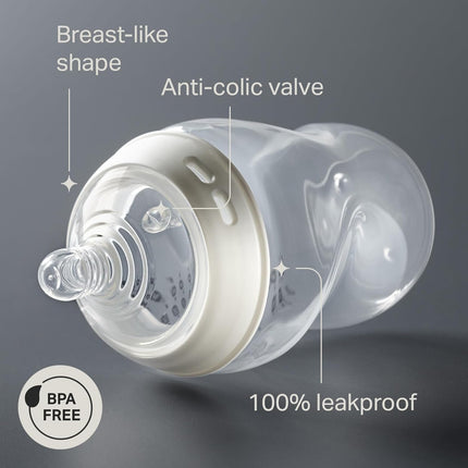 Natural Start 12 Piece BPA Free Bottle Set, Includes 2 X 5 Oz, 3 X 9 Oz, 1 X 11 Oz Bottles, Newborn 0+ Months, Slow, Medium & Thicker Flow Breast-Like Nipples, Cleaning Brush, Clear