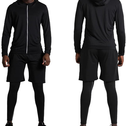 5Pcs Men'S Compression Pants Shirt Top Long Sleeve Jacket Athletic Sets Gym Clothing Mens Workout