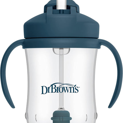 Milestones Baby'S First Straw Cup, Training Cup with Weighted Straw, 9 Oz/270 Ml, Bpa-Free, 6M+, Dark Blue, 1-Pack