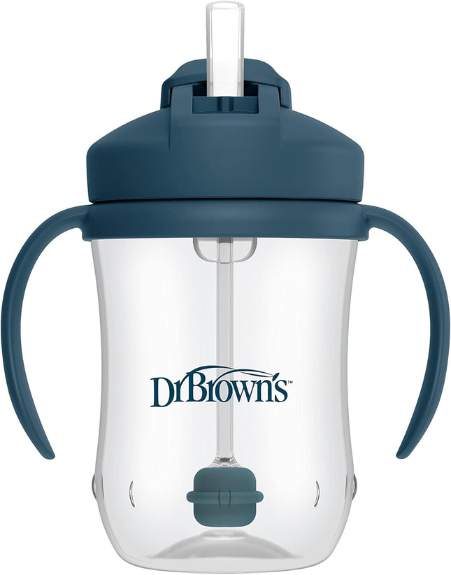 Milestones Baby'S First Straw Cup, Training Cup with Weighted Straw, 9 Oz/270 Ml, Bpa-Free, 6M+, Dark Blue, 1-Pack