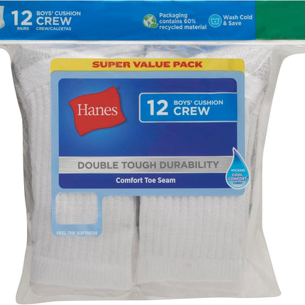 Boys' Socks Pack, Double Tough Moisture Wicking Ankle, Crew, No Show Socks, 12 & 14 Pair Packs