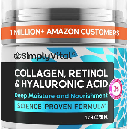 Anti-Aging Face Moisturizer with Retinol, Collagen & Hyaluronic Acid - Moisturizer Face Cream for Women & Men - Visibly Firming & Hydrating Neck Cream - Day & Night Skin Care - 1.7 Fl Oz