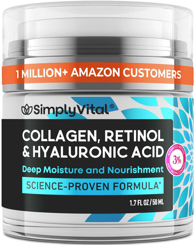 Anti-Aging Face Moisturizer with Retinol, Collagen & Hyaluronic Acid - Moisturizer Face Cream for Women & Men - Visibly Firming & Hydrating Neck Cream - Day & Night Skin Care - 1.7 Fl Oz
