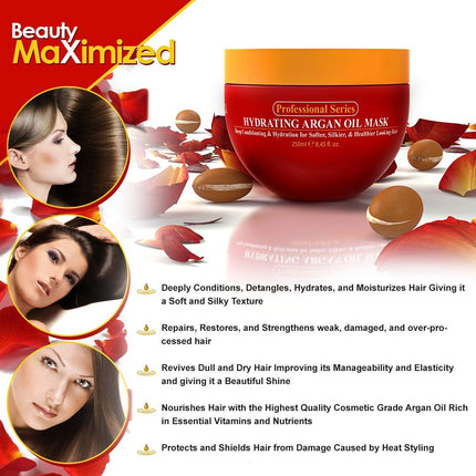 Hydrating Argan Oil Hair Mask and Deep Conditioner for Dry or Damaged Hair (8.45 Oz Jar)
