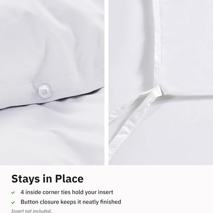 Twin Xl/Twin Duvet Cover Only - Winner Good Housekeeping Best Bedding Awards 2025, Premium 400 Thread Count Sateen, 100% Cotton Duvet Cover, Button Closure & Corner Ties - White
