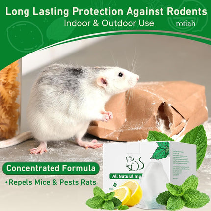 Pest Rodent Repellent, 24 Pack Peppermint Oil Repellent for Mouse Rats Spider Roach Ant Squirrel Pest Control Indoor & Outdoor, Natural Mice Deterrent Replace Trap Poisoning Family & Pet Safe Green