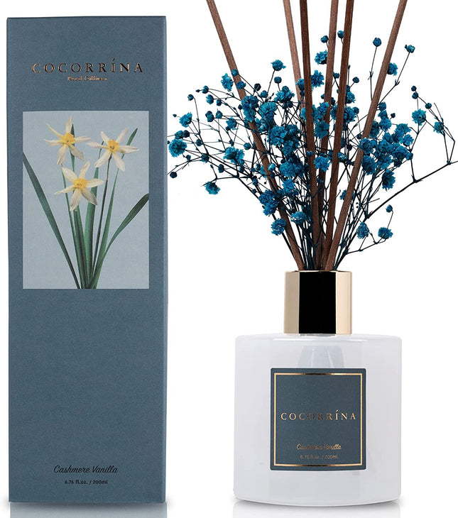 Reed Diffuser - Cashmere Vanilla 6.7 Fl Oz Reed Diffuser for Bedroom Bathroom Home Décor