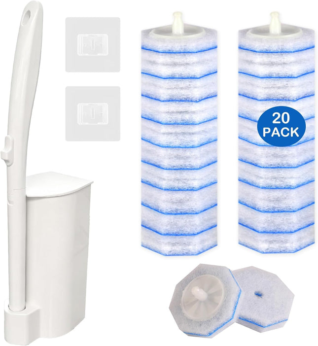 Disposable Toilet Brush Cleaning System, with 20 Pcs Brush Bowl for Clorox