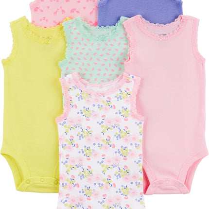 Baby Girls 6 Pack Short Sleeve Bodysuit