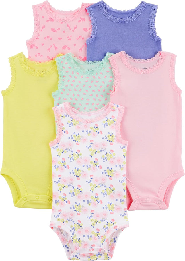 Baby Girls 6 Pack Short Sleeve Bodysuit