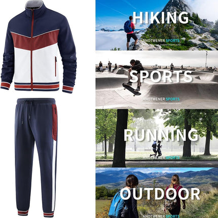 Men'S Casual 2 Piece Tracksuit Sets Long Sleeve Full Zip Jacket and Sweatpants Jogging Sport Outfits Sweatsuits