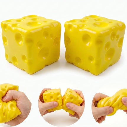 Cheese Squeeze Toys, Slow Rising Yellow Foam Stress Relief Blocks(2 Packs)