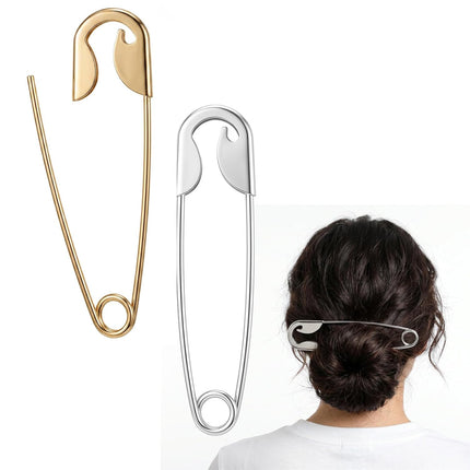 2 PCS Safety Pin Hair Clip Oversized Metal Hair Pins Hair Stick Pin