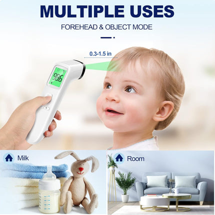 No-Touch Thermometer for Adults and Kids, Accurate Digital Baby Thermometer, Fever Alarm & Silent Mode, 2 in 1 Forehead & Object Mode