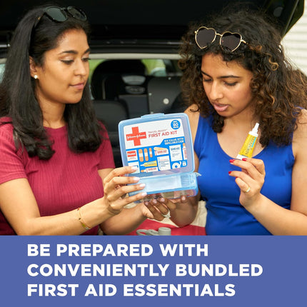 BAND-AID Brand Travel Ready Portable Emergency First Aid Kit, Minor Wound Care, Perfect for Home, Car, Camping, Travel & Outdoor Essentials, Supplies Include Bandages, Neosporin & Tylenol, 80 Piece