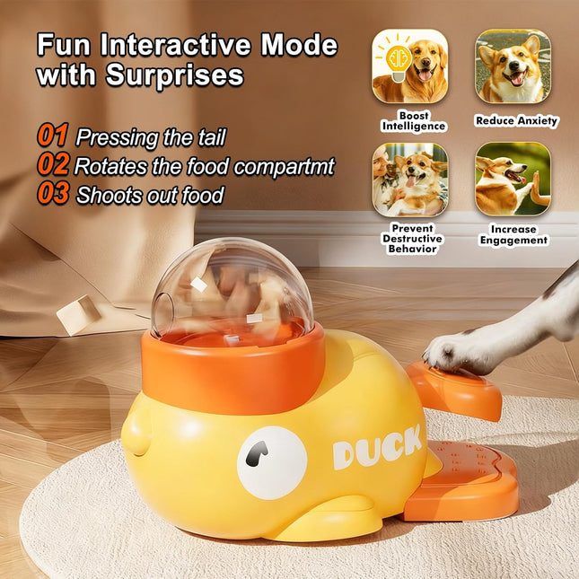 Duck Dog Slow Feeder Puzzle Toy, 3 Adjustable Openings, Treat Dispenser