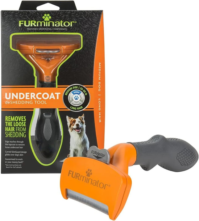 Medium Dog Undercoat Deshedding Tool, Long Hair, Reduces Loose Hair from Shedding