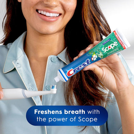 + Scope Whitening Toothpaste - Pack of 3, 5.4 Oz Tubes - Anticavity Fluoride Toothpaste, Fresh Breath, Kills Germs - Tartar Protection, Enamel Protection - Minty Fresh Flavor