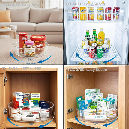4 Pack Lazy Susan 11.5" Inch Turntable Organizer Organization Storage Container Bins Spice Rack Cabinet Rotating Condiment for Pantry Countertop Kitchen Vanity Bathroom Jewelry Holder Clear | Pantry Organizers and Storage Container Bins Spice Rack Cabinet Condiment for Countertop Kitchen Fridge Bathroom Holder Clear