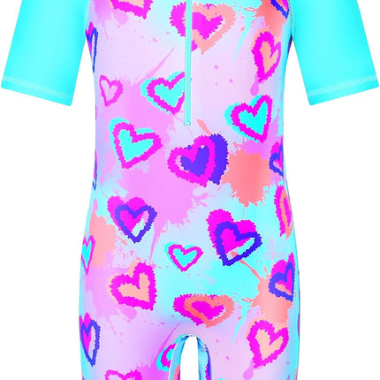 Short Sleeve Girls Swimsuits UV 50+ One Pieces Zipper 2-14Y | from Beach Vacations and Pool Parties to Cruises and Water Parks, This Colorful Floral Swimsuit Is Her Summer Favorite
