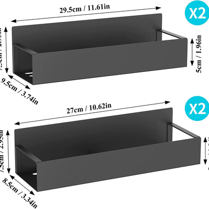 Metal 4 Pack Magnetic Spice Storage Rack Organizer for Refrigerator and Oven, Black Fridge Organizers and Storage, Metal