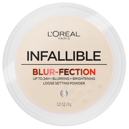 L'Oreal Paris Infallible Blur-Fection Longwear Loose Setting Powder, Blurring Face Powder with up to 24Hrs of Wear, Translucent Light, 1 Kit