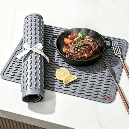 2 Pack  Silicone Dish Drying Mat for Kitchen Counter Heat Resistant under Sink Waterproof Coffee Bar Accessories Dining Rack Stone Utensil Holder Countertop Decor Must Haves 2026