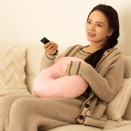 Tablet Stand Pillow, Compatible with 4.7"-13" Phone/Tablet, Ipad, Iphone, Samsung, Google, Kindle, 360°Adjustable Phone Holder for Bed with Soft Plush Fabric, and Detachable Bowl, Pink