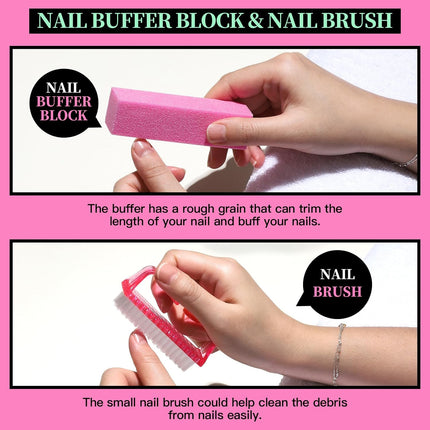 Nail Care Kit, Nail Files 100/180, Nail Buffer Block, Cuticle Nippers, Cuticle Trimmer, Cuticle Pusher, Nail Tools, Nail Kit, Pedicure & Manicure Tools, Nail Prep Kit, Manicure Kit for Women