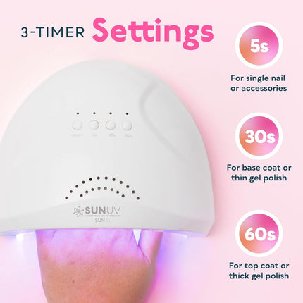 UV LED Nail Lamp, Gel Light for Nail Polish UV Dryer with 3 Timers Sunone White
