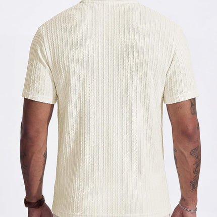 Mens Casual Polo Shirt Summer Short Sleeve Vacation Button Beach Knit Stretchy Golf Shirts