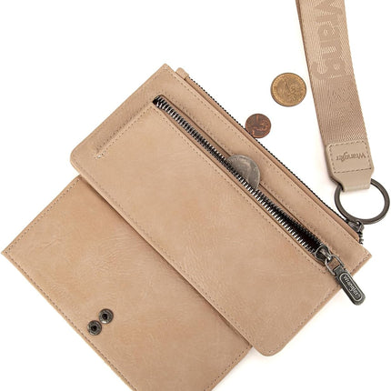 X Wrangler Minimalist Wristlet with Wallet Large Clutch Wallet Women Rfid Card Cases & Money Organizers with Coin Purse and Smooth Zipper