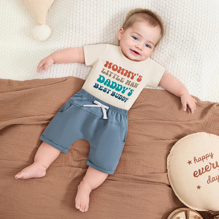 Toddler Baby Boy Summer Outfit Funny Letter T-Shirts Top Shorts Set Infant Boy Summer Clothes 6 12 18 Months 2T 3T