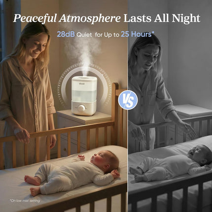 LEVOIT Top Fill Humidifiers for Bedroom, 2.5L Tank for Large Room, Easy to Fill & Clean, 28Db Quiet Cool Mist Air Humidifier for Home Baby Nursery & Plants, Auto Shut-Off for Safety, 25H