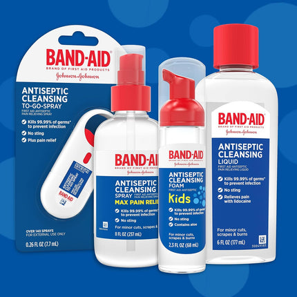 Band-Aid Brand Antiseptic Cleansing Foam for Kids, First Aid Antiseptic Foam Kills Germs to Prevent Infection, with Benzalkonium Cl, No Sting, 2.3 Fl. Oz