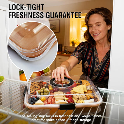 Portable Charcuterie Boards with Lid, Cheese, Veggie & Snack Tray