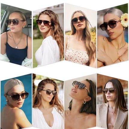 Retro Aviator Sunglasses for Women Men,Trendy Rectangle Womens Mens Shades Sun Glasses SJ2202