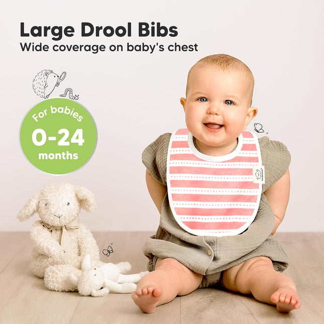 8-Pack Organic Baby Bibs for Drooling and Teething (Sweet Charm) | Soft Cotton Bibs for Baby Girl, Boy, Extra Absorbent, Easy to Clean & Put On, Toddler, Newborn, Infant 0-24 Months