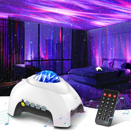 Northern Galaxy Light Aurora Projector with 33 Light Effects, Night Lights LED Star Projector for Bedroom Nebula Lamp, Remote Control, White Noises, Bluetooth Speaker for Parties White