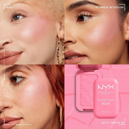 PROFESSIONAL MAKEUP Buttermelt Powder Blush, Fade and Transfer-Resistant Blush, up to 12HR Make up Wear, Vegan Formula - Butta Together