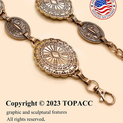 Western Metal Concho Belt for Women Cowgirl Chain Belts for Dresses Jeans Country Concert Outfit