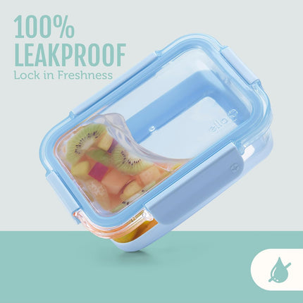 Duraglass Refresh 3.4 Cup Meal Prep Sets 10Pc, 5 Pack Set- Glass Food Storage Container with Silicone Boot and Airtight Bpa-Free Plastic Lids, Dishwasher, Microwave and Freezer Safe, Melon
