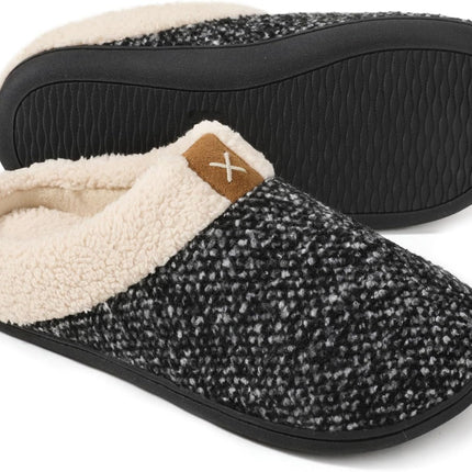 Mens Warm Fuzzy Slip on Slippers, Sherpa Lined House Shoes with Memory Foam for Indoor Outdoor, Mens Gifts for Winter