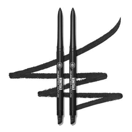 Colorstay Pencil Waterproof Eyeliner, Smudge-Proof, Eye Makeup with Built-In Sharpener, Long-Lasting, Matte Finish, 201 Black, 2 Pack