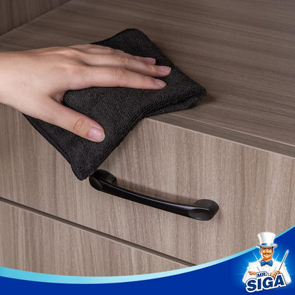 Microfiber Cleaning Cloth, All-Purpose Microfiber Towels, Streak Free Cleaning Rags, Pack of 12, Black, Size 32 X 32 Cm(12.6 X 12.6 Inch)