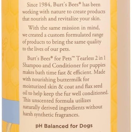 Burt’S Bees for Pets Tear Free Puppy Shampoo & Conditioner with Buttermilk, 2 in 1 Gentle Dog Shampoo for Puppies, Cleans and Conditions Sensitive Skin, 16 Fl Oz